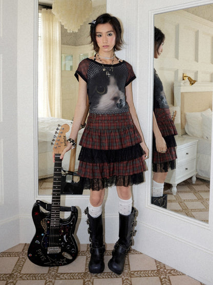 Multi Layered Plaid Short Cake Skirt【s0000016740】