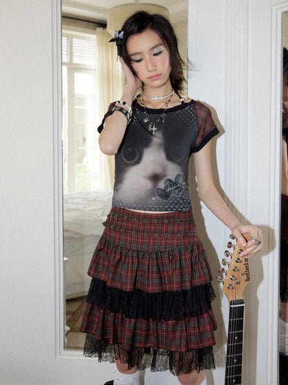 Multi Layered Plaid Short Cake Skirt【s0000016740】