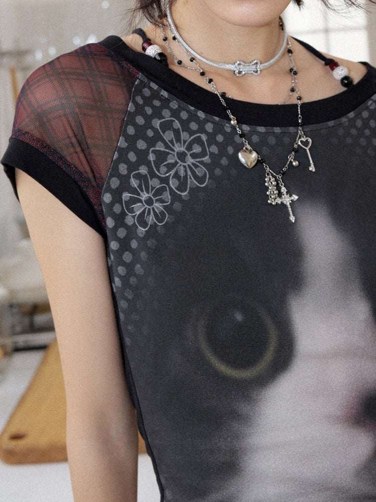 Kitten Dependence Pet Series Crew Neck Cat Print T-Shirt【s0000016742】