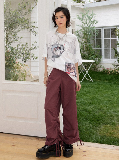 Soft Heart Moment Pet Star Print Loose Casual T-Shirt【s0000016745】