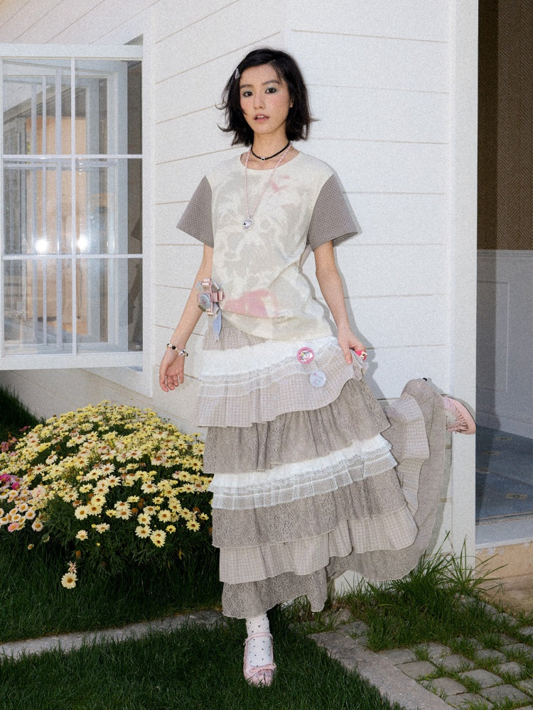 Sweet Prelude Plaid Lace Multi-Layer Cake Skirt【s0000016747】