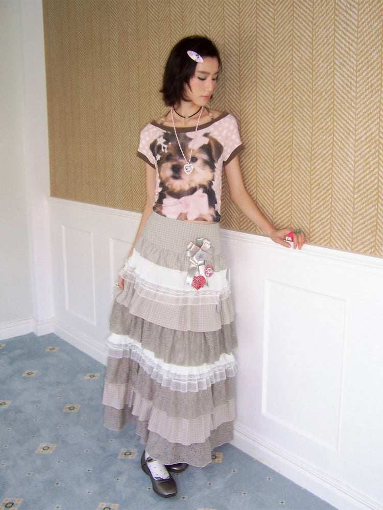 Sweet Prelude Plaid Lace Multi-Layer Cake Skirt【s0000016747】