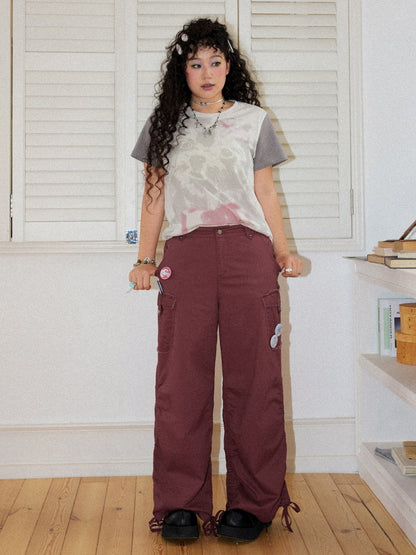 Washed Worn Drawstring Cargo Pants【s0000016748】