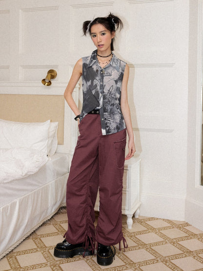 Full Print Slightly Translucent Sleeveless Shirt【s0000016749】