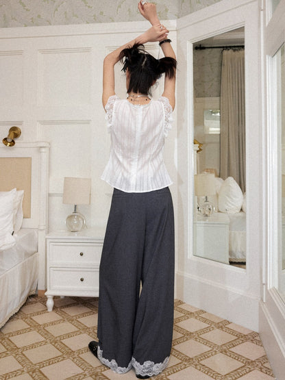 Edge Lace Patchwork Low-Rise Suit Pants【s0000016751】