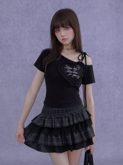 Plaid Tiered Waist-Cinching Cake Skirt【s0000016759】