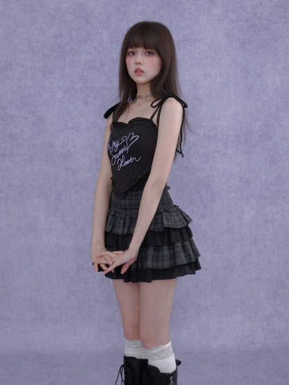 Plaid Tiered Waist-Cinching Cake Skirt【s0000016759】