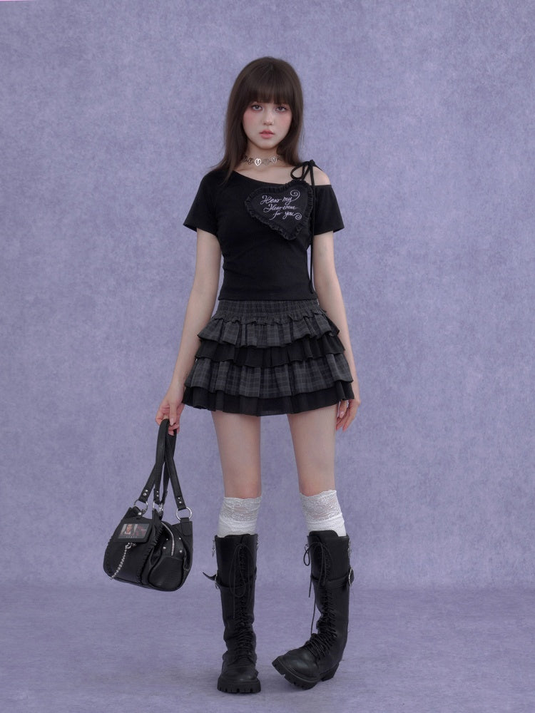 Plaid Tiered Waist-Cinching Cake Skirt【s0000016759】
