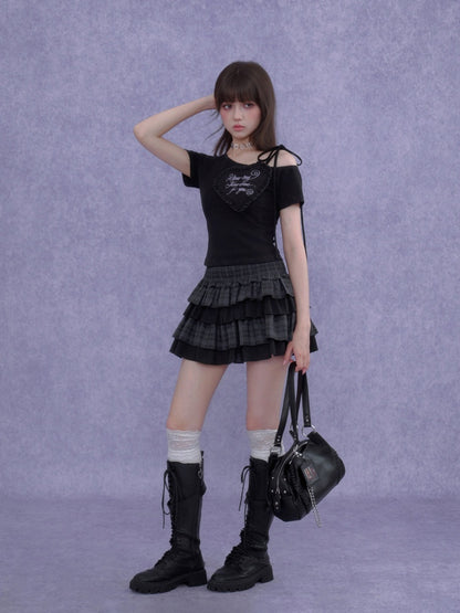 Plaid Tiered Waist-Cinching Cake Skirt【s0000016759】