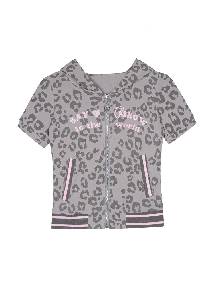Pink Leopard Cat Ear Hooded【s0000016761】