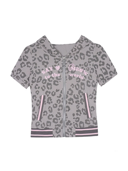 Pink Leopard Cat Ear Hooded【s0000016761】