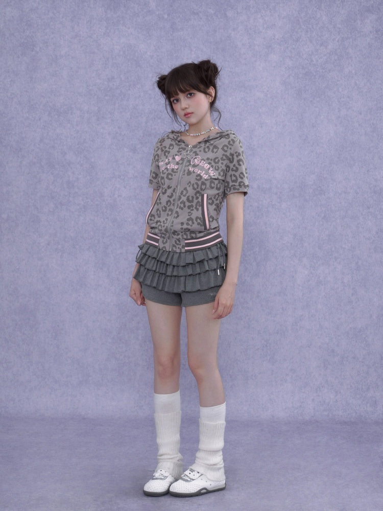 Pink Leopard Cat Ear Hooded【s0000016761】