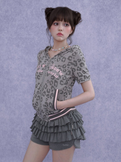 Pink Leopard Cat Ear Hooded【s0000016761】