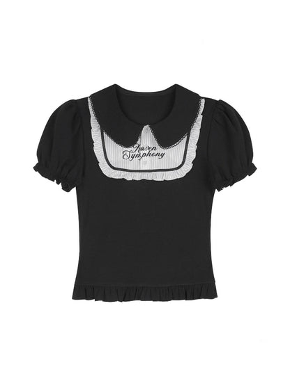 Dark Doll Collar Short Sleeve T-Shirt & Cake Skirt【s0000016762】