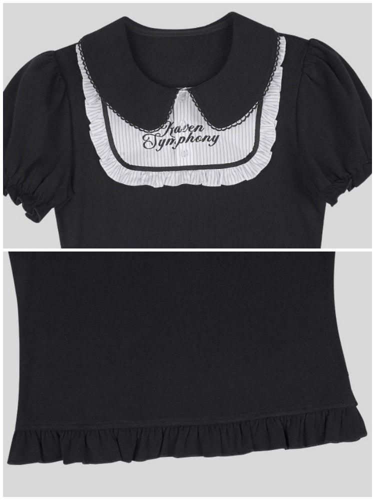 Dark Doll Collar Short Sleeve T-Shirt & Cake Skirt【s0000016762】