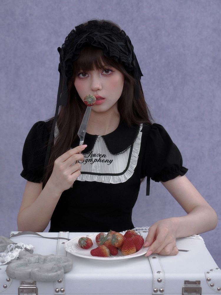 Dark Doll Collar Short Sleeve T-Shirt & Cake Skirt【s0000016762】