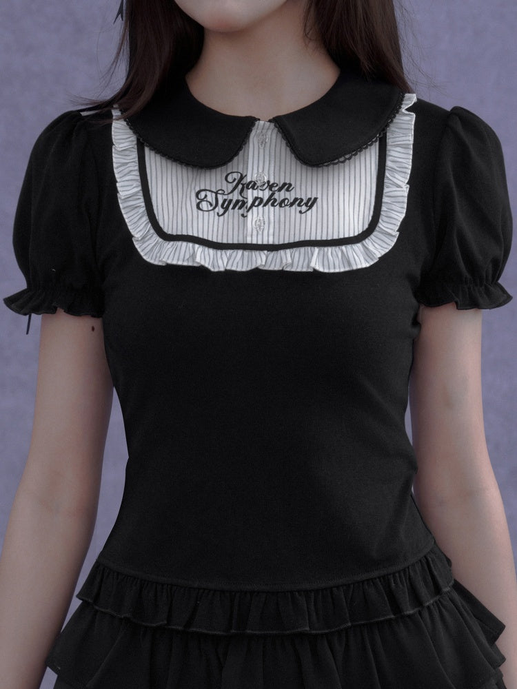 Dark Doll Collar Short Sleeve T-Shirt & Cake Skirt【s0000016762】