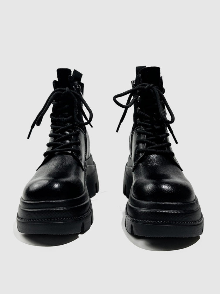Wasteland Style Patchwork Design Platform Lace-Up Martin Boots【s0000016763】
