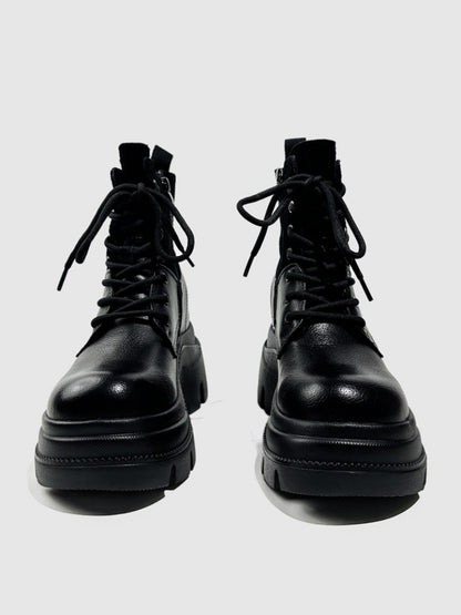 Wasteland Style Patchwork Design Platform Lace-Up Martin Boots【s0000016763】