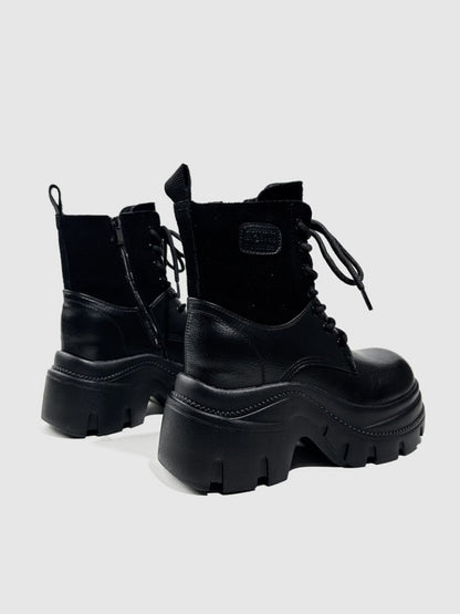 Wasteland Style Patchwork Design Platform Lace-Up Martin Boots【s0000016763】