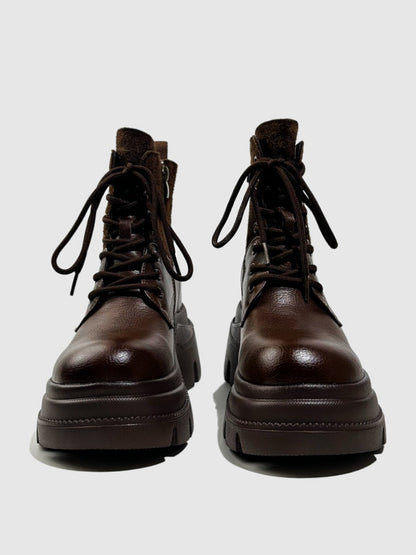 Wasteland Style Patchwork Design Platform Lace-Up Martin Boots【s0000016763】