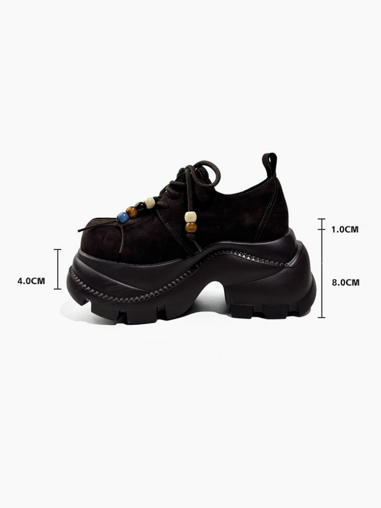 Colorful Beads Lace-Up Chunky Platform Sneakers【s0000016764】