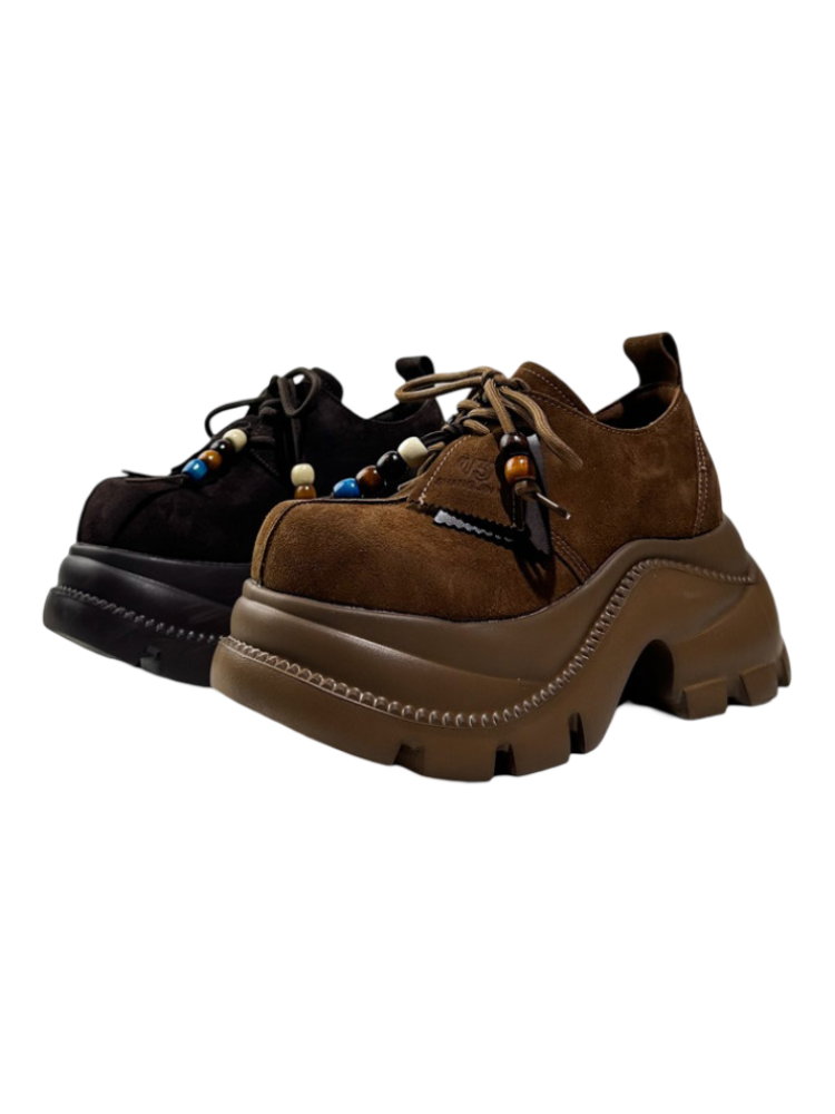 Colorful Beads Lace-Up Chunky Platform Sneakers【s0000016764】