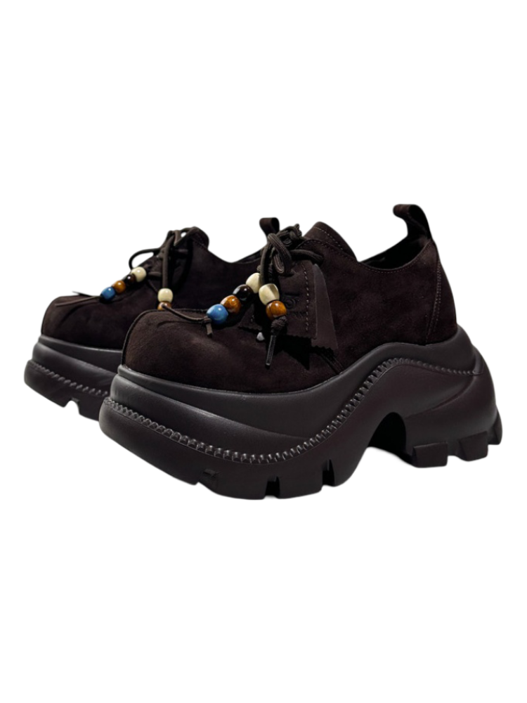 Colorful Beads Lace-Up Chunky Platform Sneakers【s0000016764】