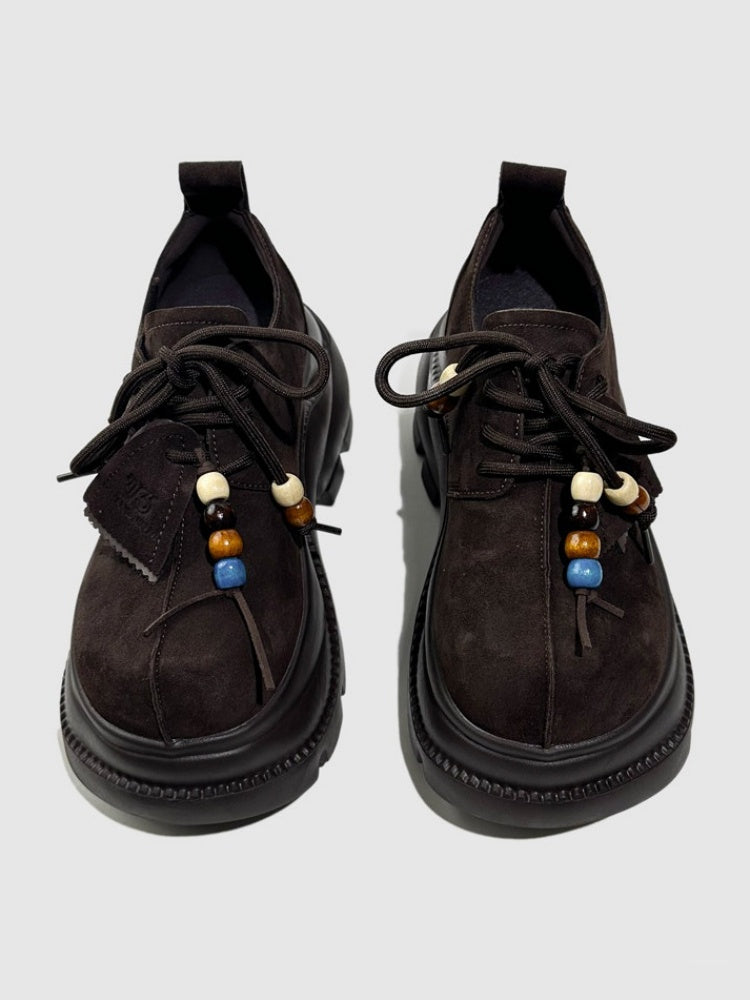 Colorful Beads Lace-Up Chunky Platform Sneakers【s0000016764】