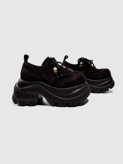 Colorful Beads Lace-Up Chunky Platform Sneakers【s0000016764】