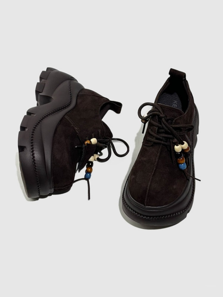 Colorful Beads Lace-Up Chunky Platform Sneakers【s0000016764】