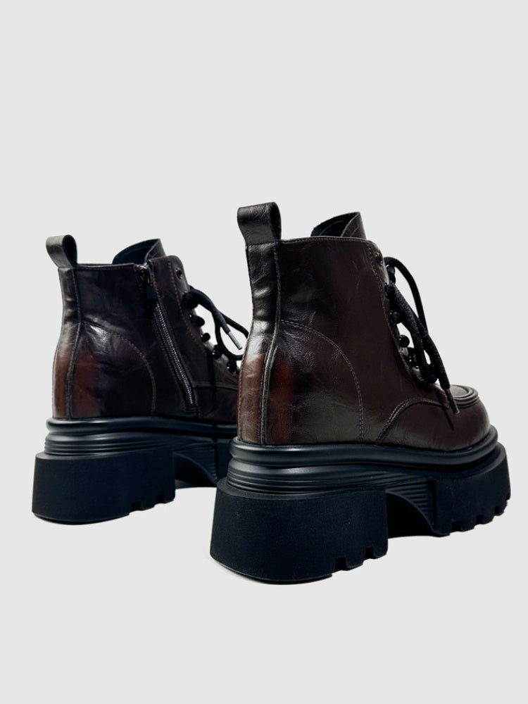 British Style Vintage Chunky Platform Lace-Up Ankle Boots【s0000016768】