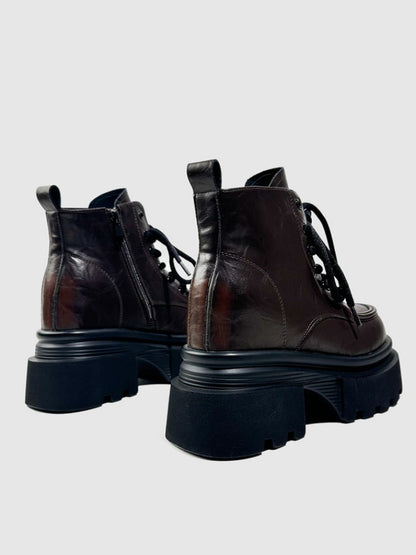 British Style Vintage Chunky Platform Lace-Up Ankle Boots【s0000016768】