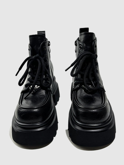 British Style Vintage Chunky Platform Lace-Up Ankle Boots【s0000016768】