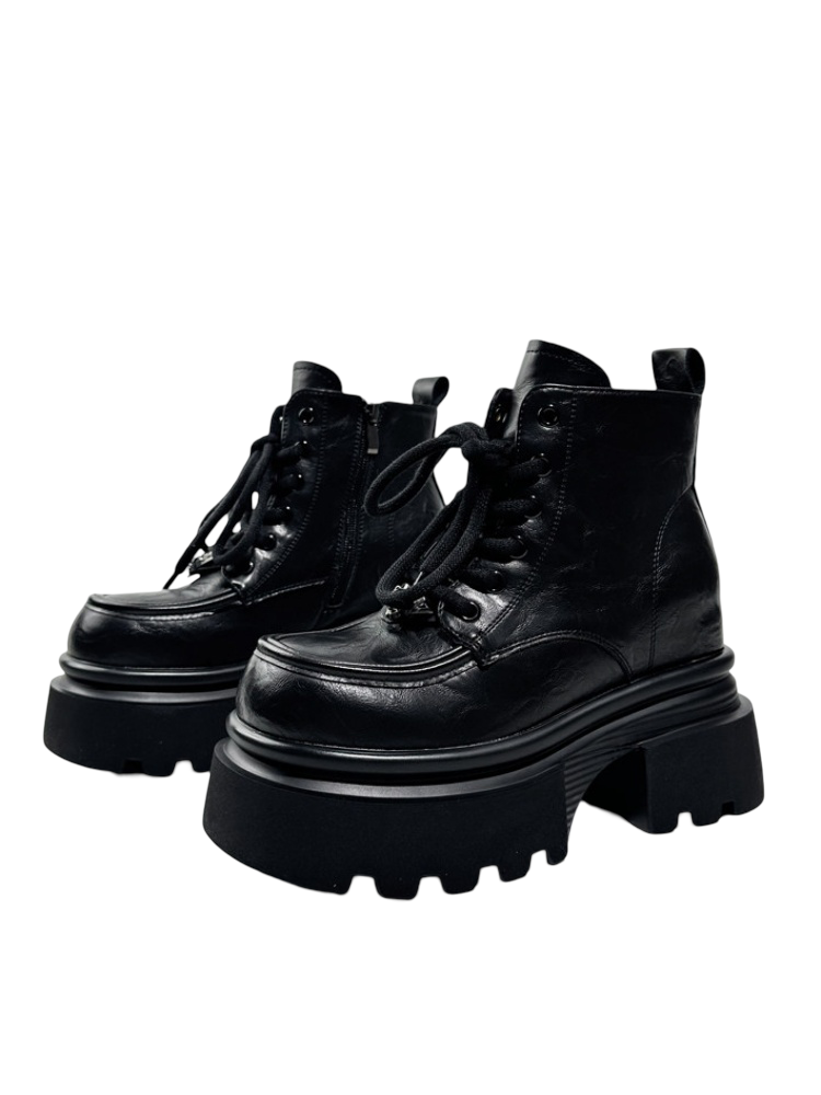 British Style Vintage Chunky Platform Lace-Up Ankle Boots【s0000016768】