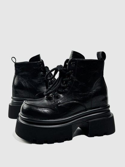 British Style Vintage Chunky Platform Lace-Up Ankle Boots【s0000016768】