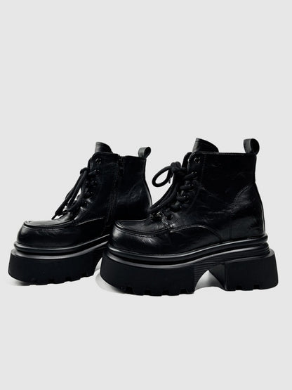 British Style Vintage Chunky Platform Lace-Up Ankle Boots【s0000016768】