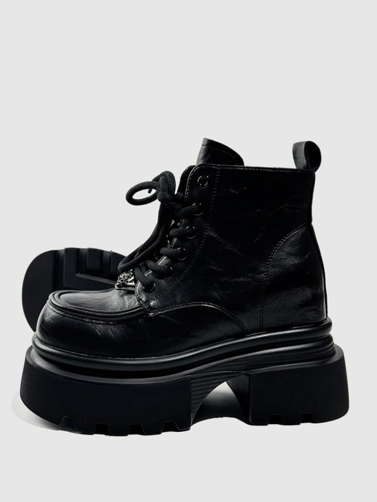 British Style Vintage Chunky Platform Lace-Up Ankle Boots【s0000016768】