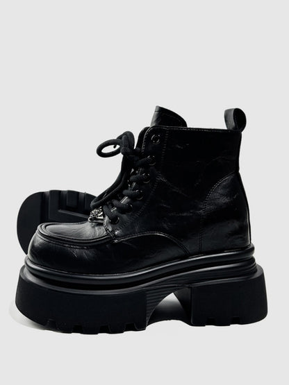 British Style Vintage Chunky Platform Lace-Up Ankle Boots【s0000016768】