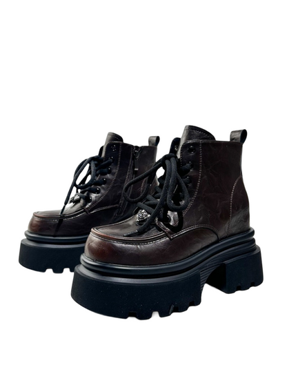 British Style Vintage Chunky Platform Lace-Up Ankle Boots【s0000016768】