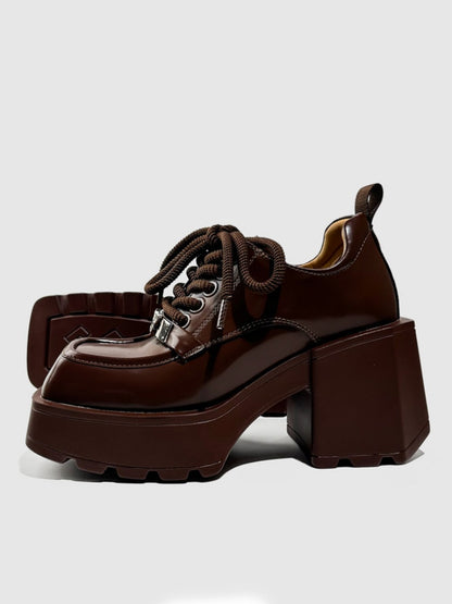 Chunky Platform Lace-Up Oxford Shoes【s0000016769】