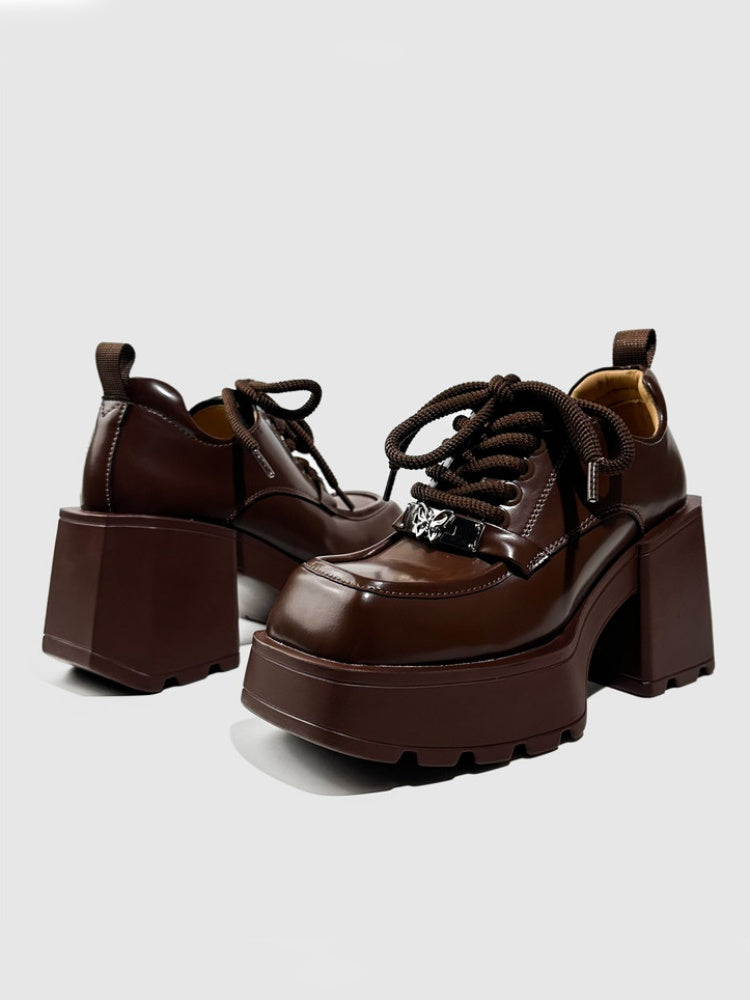 Chunky Platform Lace-Up Oxford Shoes【s0000016769】