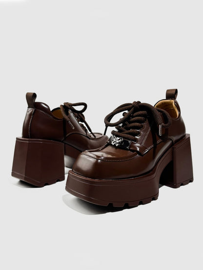 Chunky Platform Lace-Up Oxford Shoes【s0000016769】