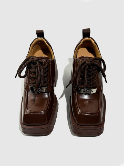 Chunky Platform Lace-Up Oxford Shoes【s0000016769】