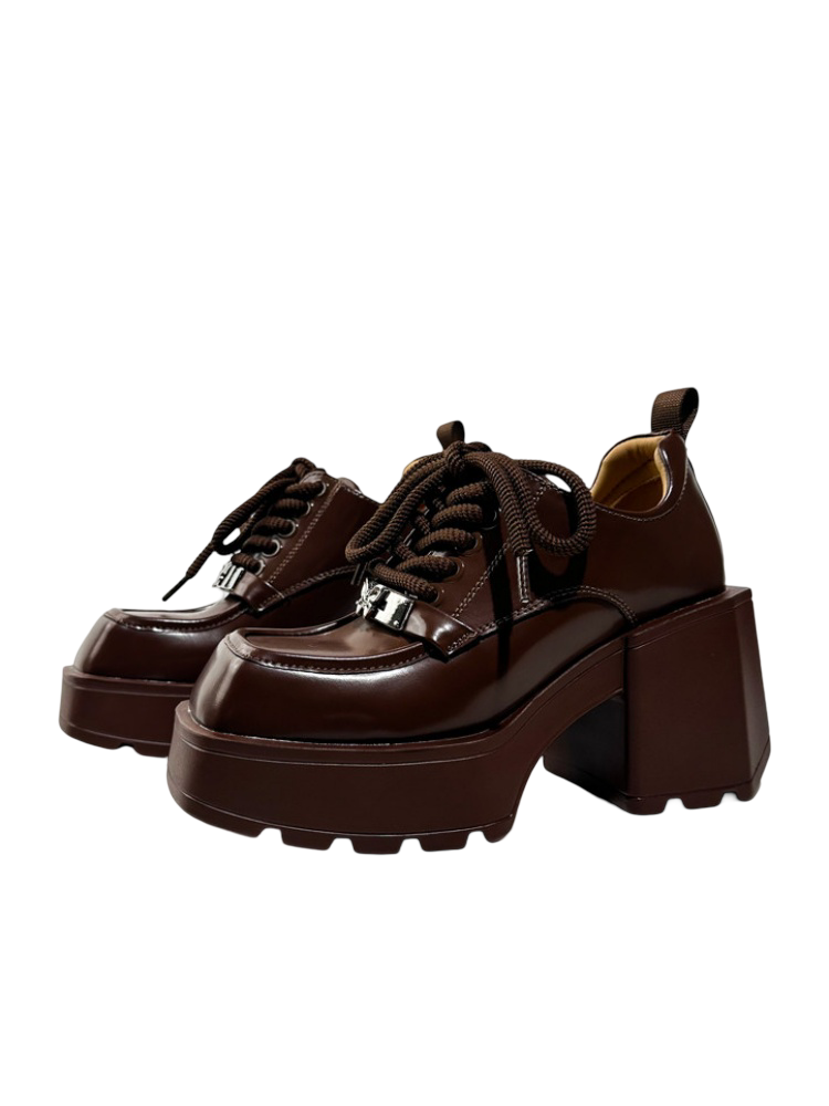 Chunky Platform Lace-Up Oxford Shoes【s0000016769】