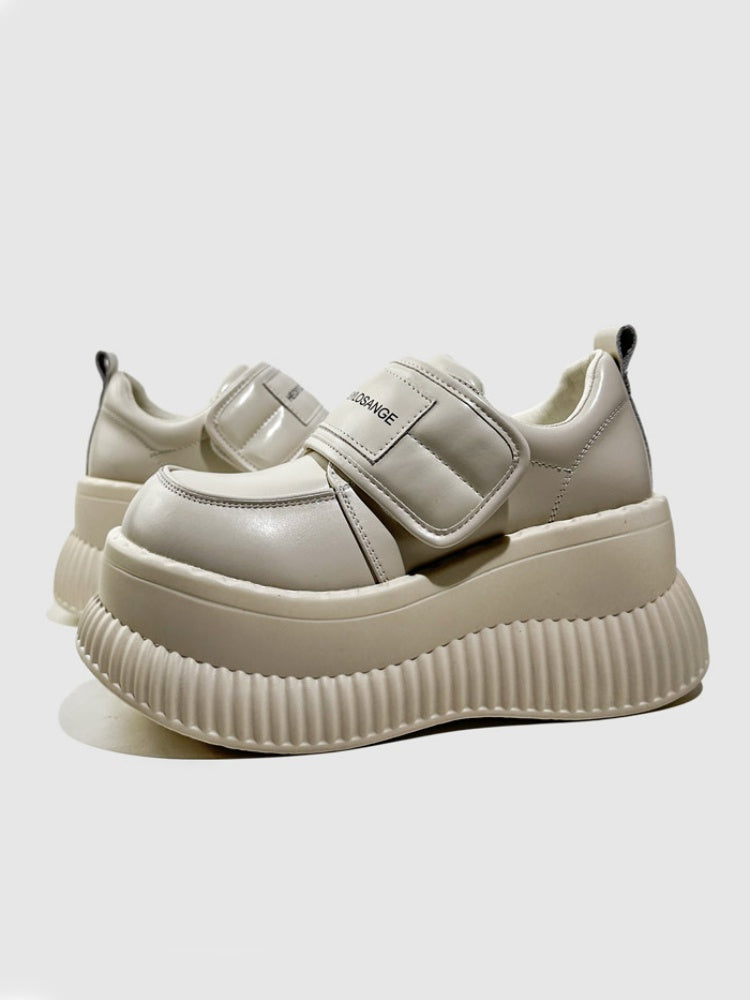 Modern Ridge Sole Design Chunky Platform Velcro Loafers【s0000016770】