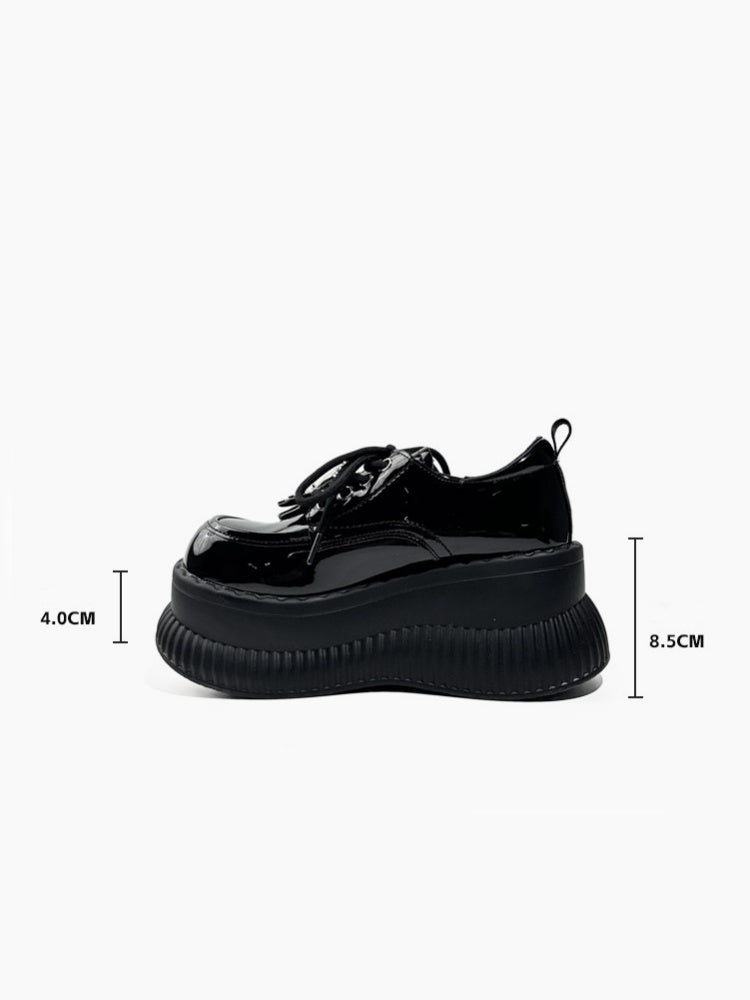 British Platform Mary Janes Metallic Ribbons Loafers【s0000016771】