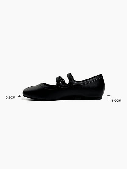 French Mary Jane Double Strap Flat Ballet Shoes【s0000016772】