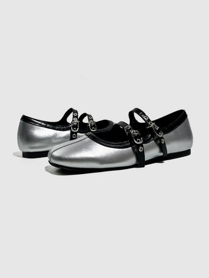 French Mary Jane Double Strap Flat Ballet Shoes【s0000016772】