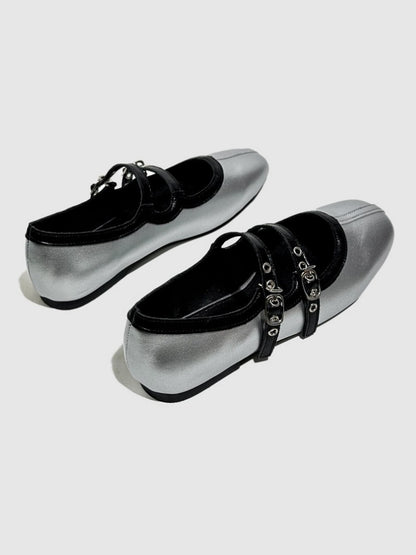 French Mary Jane Double Strap Flat Ballet Shoes【s0000016772】